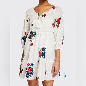 Tory Burch embroidered English tea rose cover-up dress white‎ S